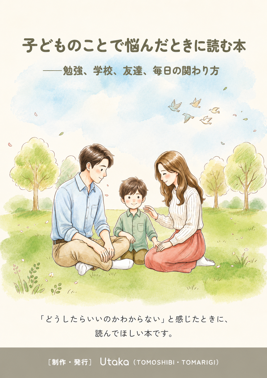 小冊子「子どものことで悩んだときに読む本 ――勉強、学校、友達、毎日の関わり方」表紙